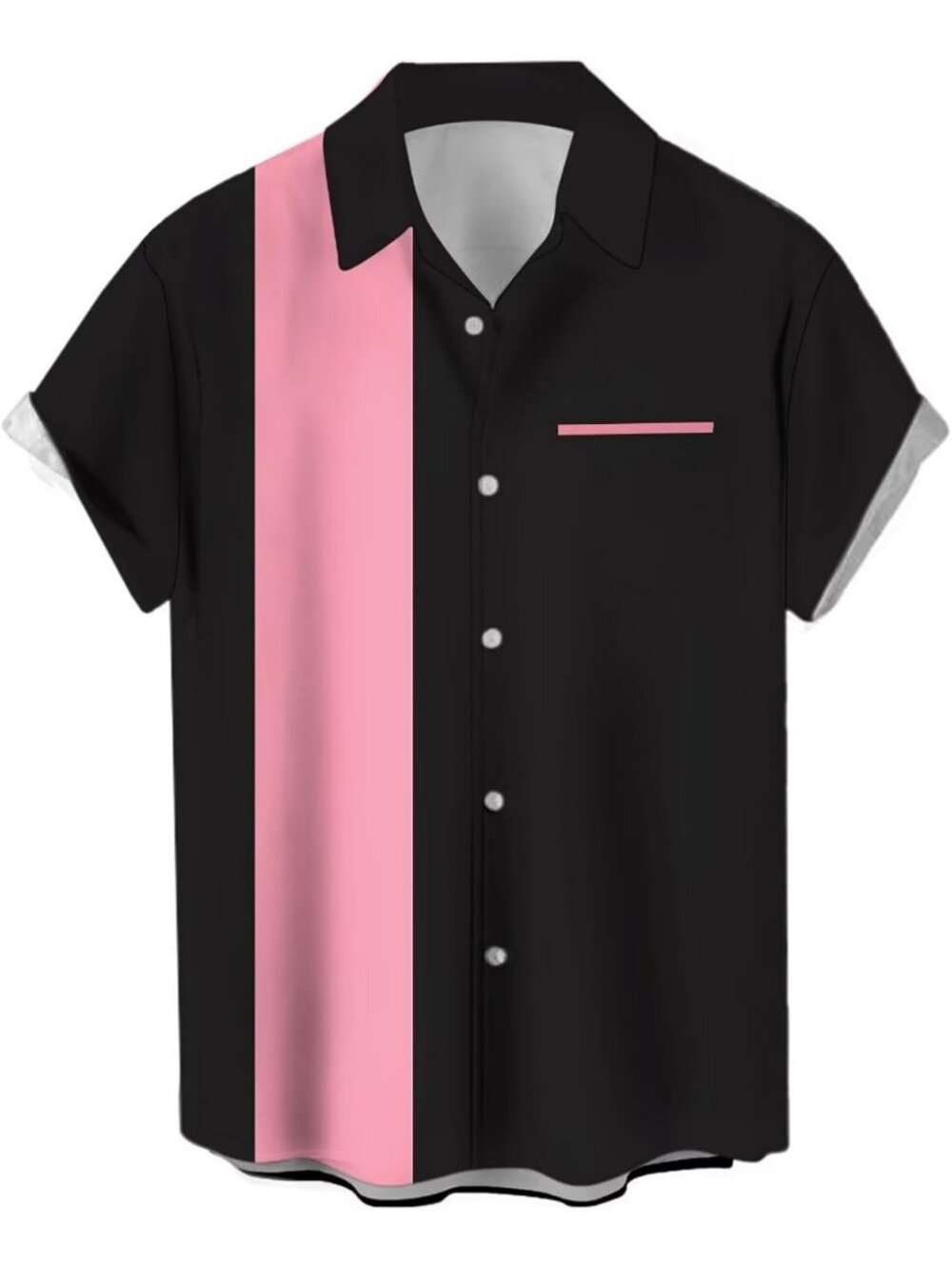 Vintage 1950s Men's Casual Bowling Shirt - Short Sleeve, Color Block, Cuban